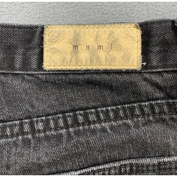 MNML Denim Jeans Men's Size 34 x 32 Black Factory Destroyed Ankle Zip Legs - Picture 14 of 15